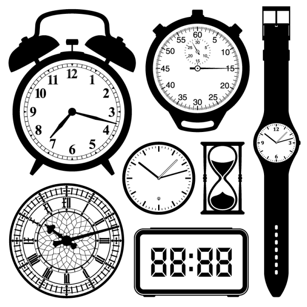 600x600 Hand Painted Black And White Clock Vector Material My Free