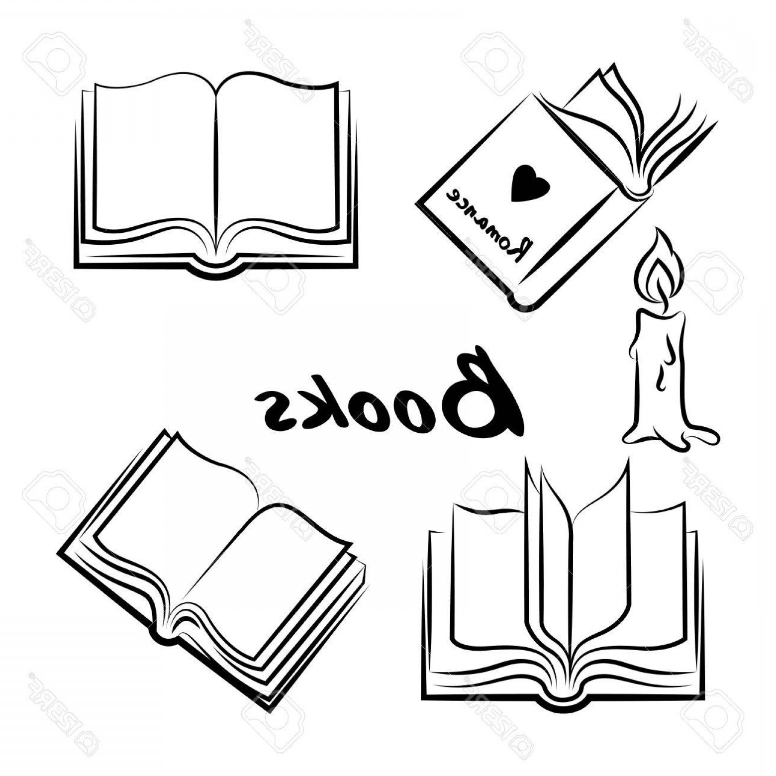 1560x1560 Photostock Vector Sketch Of Books Hand Drawn Books Set Opened