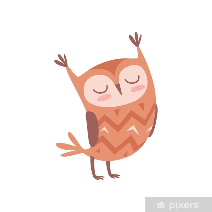700x700 Cute Cartoon Owlet Bird Character Standing With Closed Eyes Vector