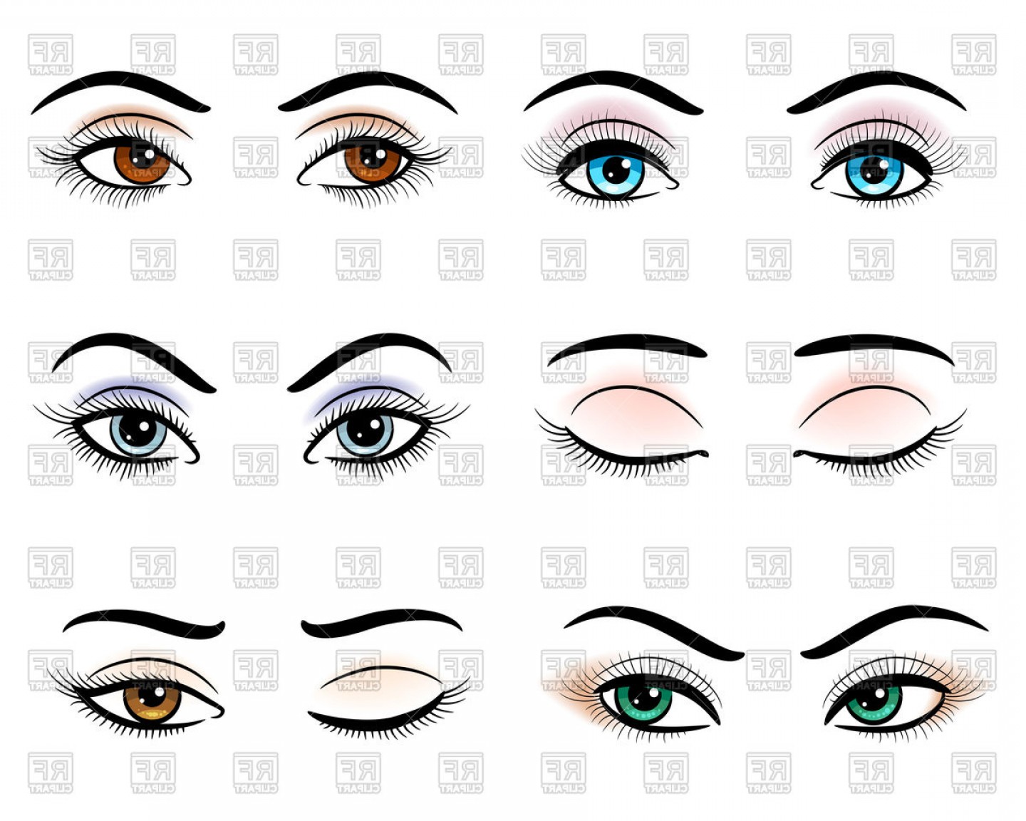 1440x1152 Open And Closed Hand Drawn Woman Eyes Vector Clipart Soidergi