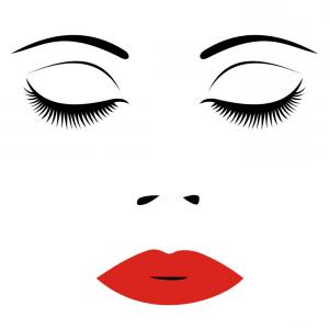 300x300 Woman Face With Red Lips And Closed Eyes For Vector Createmepink