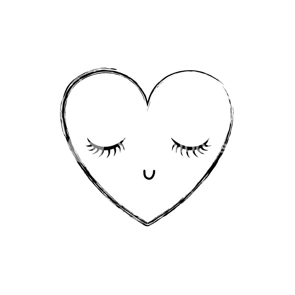 1000x1000 Figure Heart Kawaii Symbol Of Love With Closed Eyes Vector
