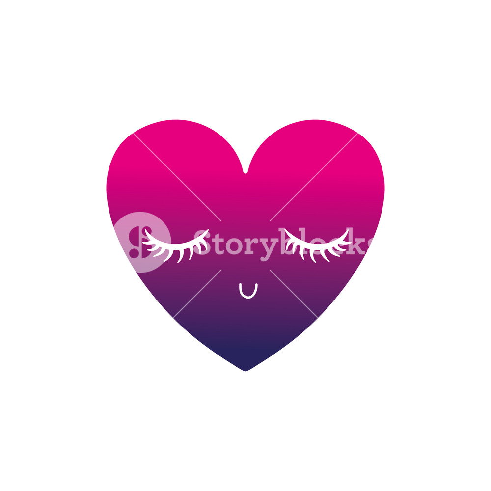 1000x1000 Silhouette Heart Kawaii Symbol Of Love With Closed Eyes Vector