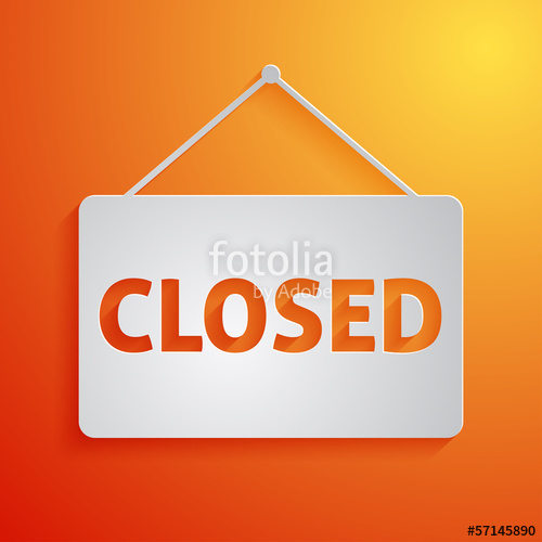 500x500 White Closed Sign Vector Icon On Orange Background Stock Image