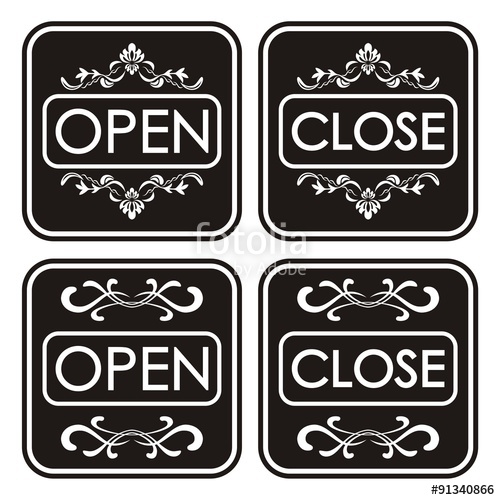 500x500 Open Close Icon Open Closed Vector Store Signs On A Brick Wall