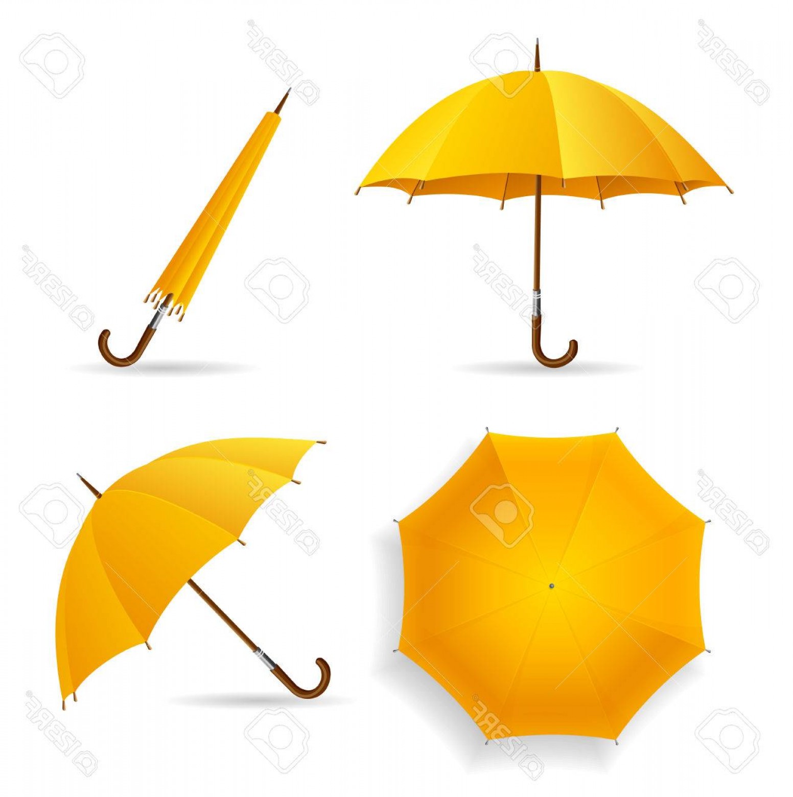 1552x1560 Photostock Vector Yellow Umbrella Template Set Opened And Closed
