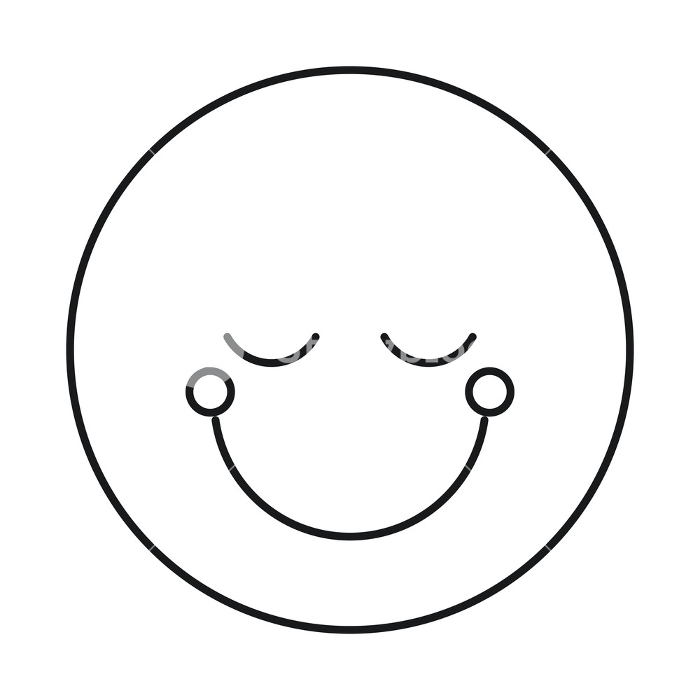 1000x1000 Silhouette Happy Face Male Emoticon With Eyes Closed Vector