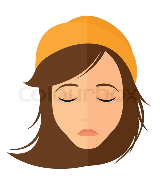 682x800 Grieving Woman With Eyes Closed Vector Stock Vector Colourbox