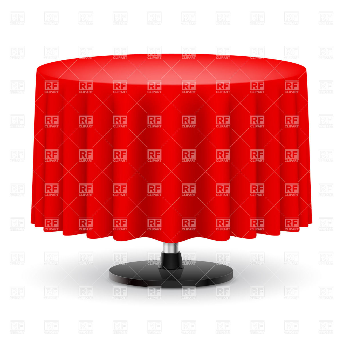 1200x1200 Classic Round Table With Long Red Table Cloth Vector Image