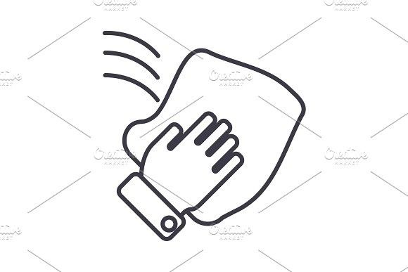 580x387 Cleaning Hand, Wash Cloth Vector Line Icon, Sign, Illustration