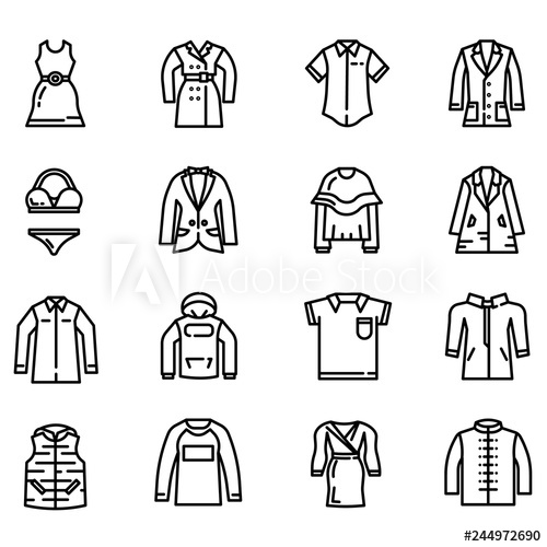 500x500 Fashion Cloth Vector Icon Set
