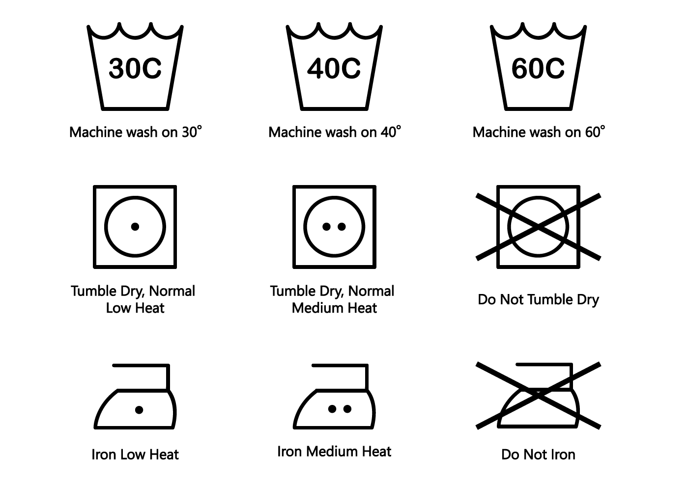 Clothes Care Symbols Vector at Collection of Clothes