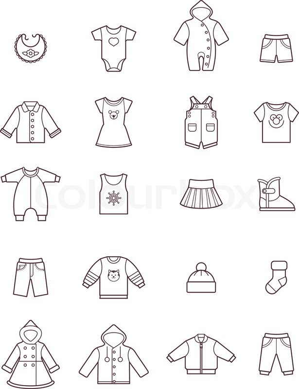 Set Of The Baby Clothes Icons Stock Vector Colourbox 615x800 Set Of The Baby Clothes Icons Stock Vector Colourbox