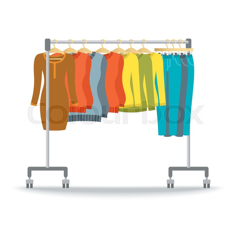800x768 Hanger Rack With Warm Women Clothes Stock Vector Colourbox