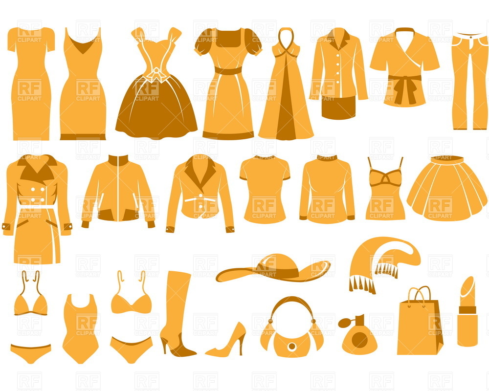 1000x800 Woman's Clothes, Fashion And Accessory Icon Set Vector Image