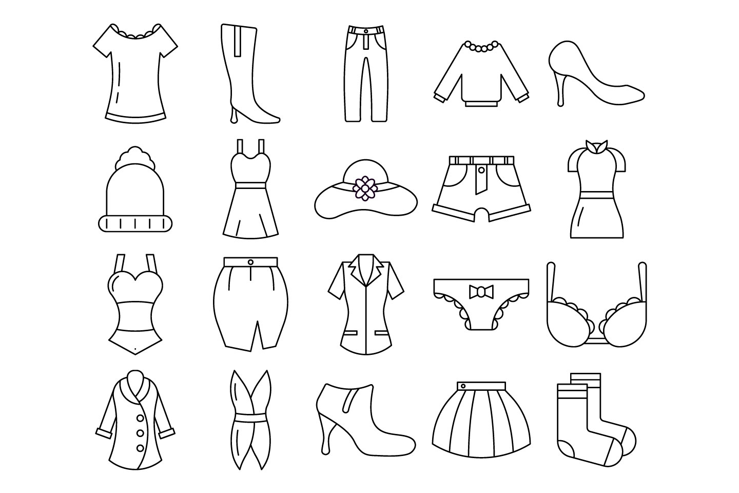 1440x960 Women Clothes Vector Free Icon Set