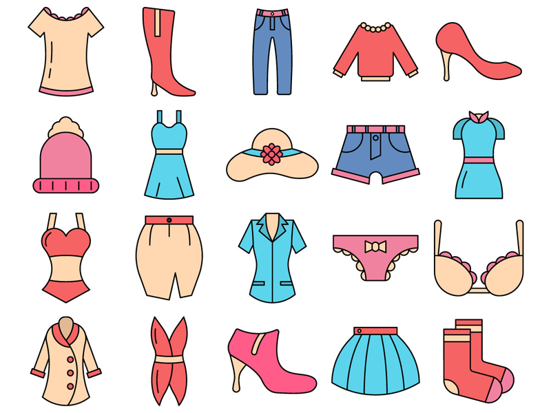 800x600 Women Clothes Vector Freebie Icon Set