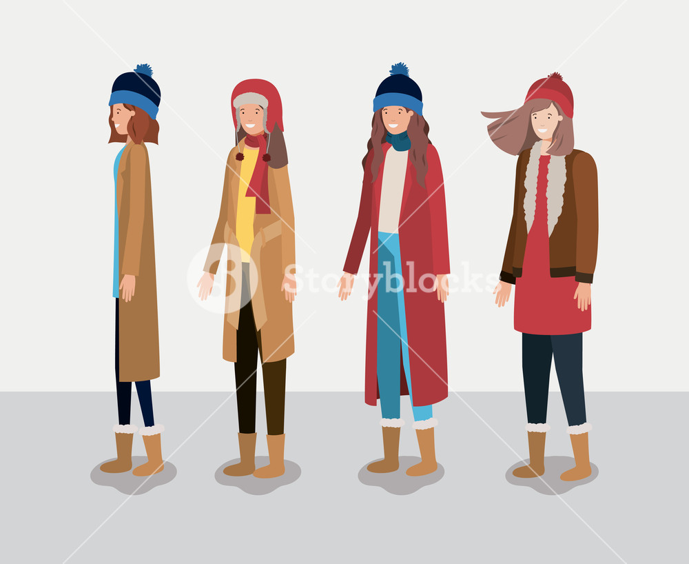 1000x818 Group Of Women With Winter Clothes Vector Illustration Design