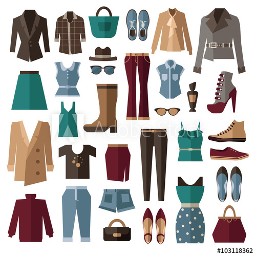 500x500 Set Of Clothes Vector Illustration