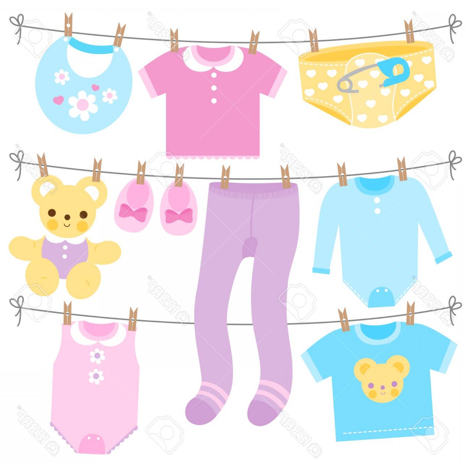 1560x1560 Photostock Vector Baby Girl And Baby Boy Clothes Collection