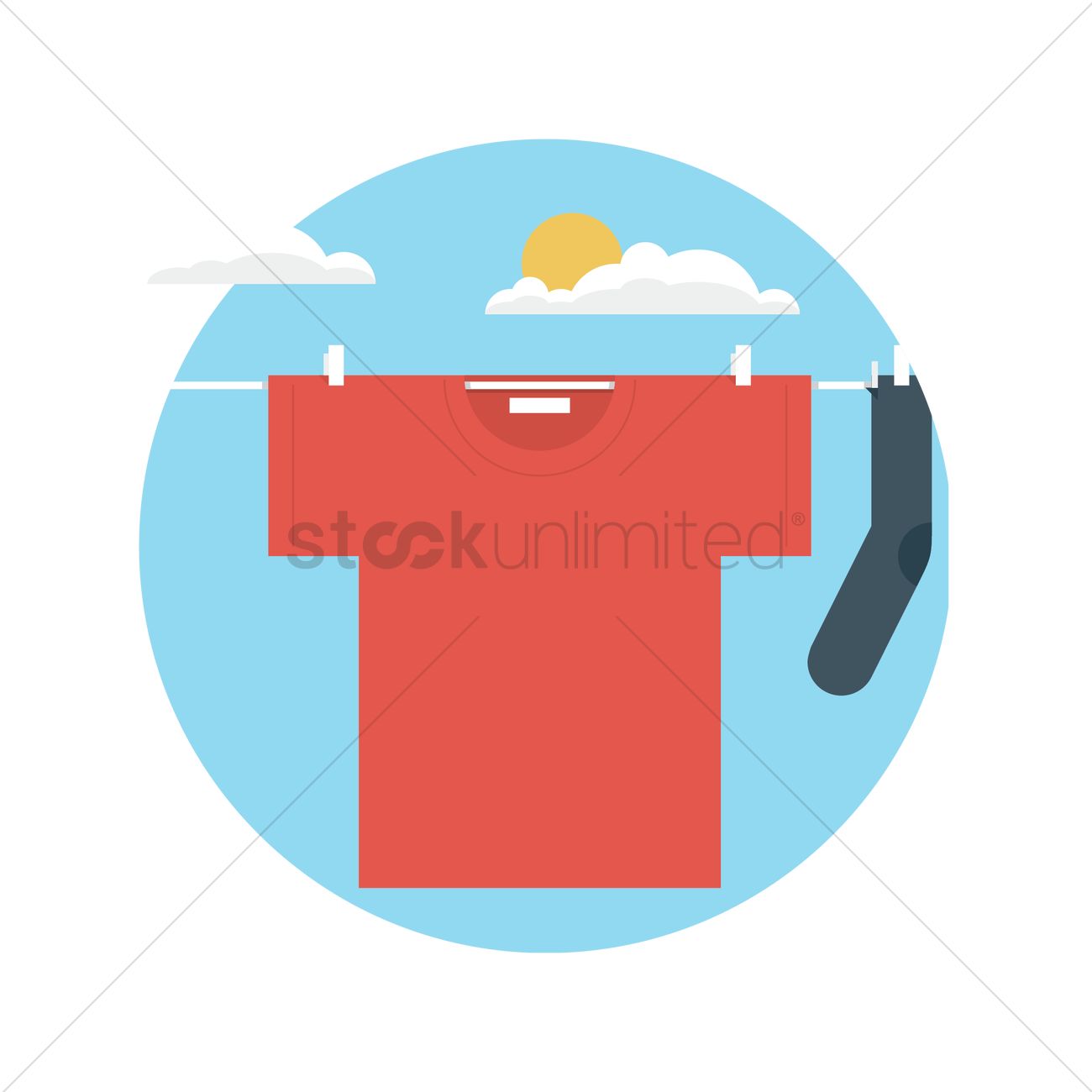 T Shirt Drying On Clothesline Vector Image 1300x1300 T Shirt Drying On Clothesline Vector Image