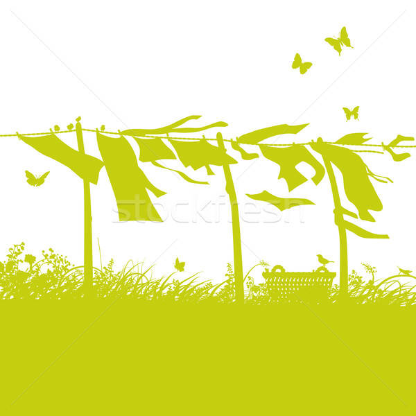 Waving Laundry On The Clothesline Vector Illustration Udo 600x600 Waving Laundry On The Clothesline Vector Illustration Udo