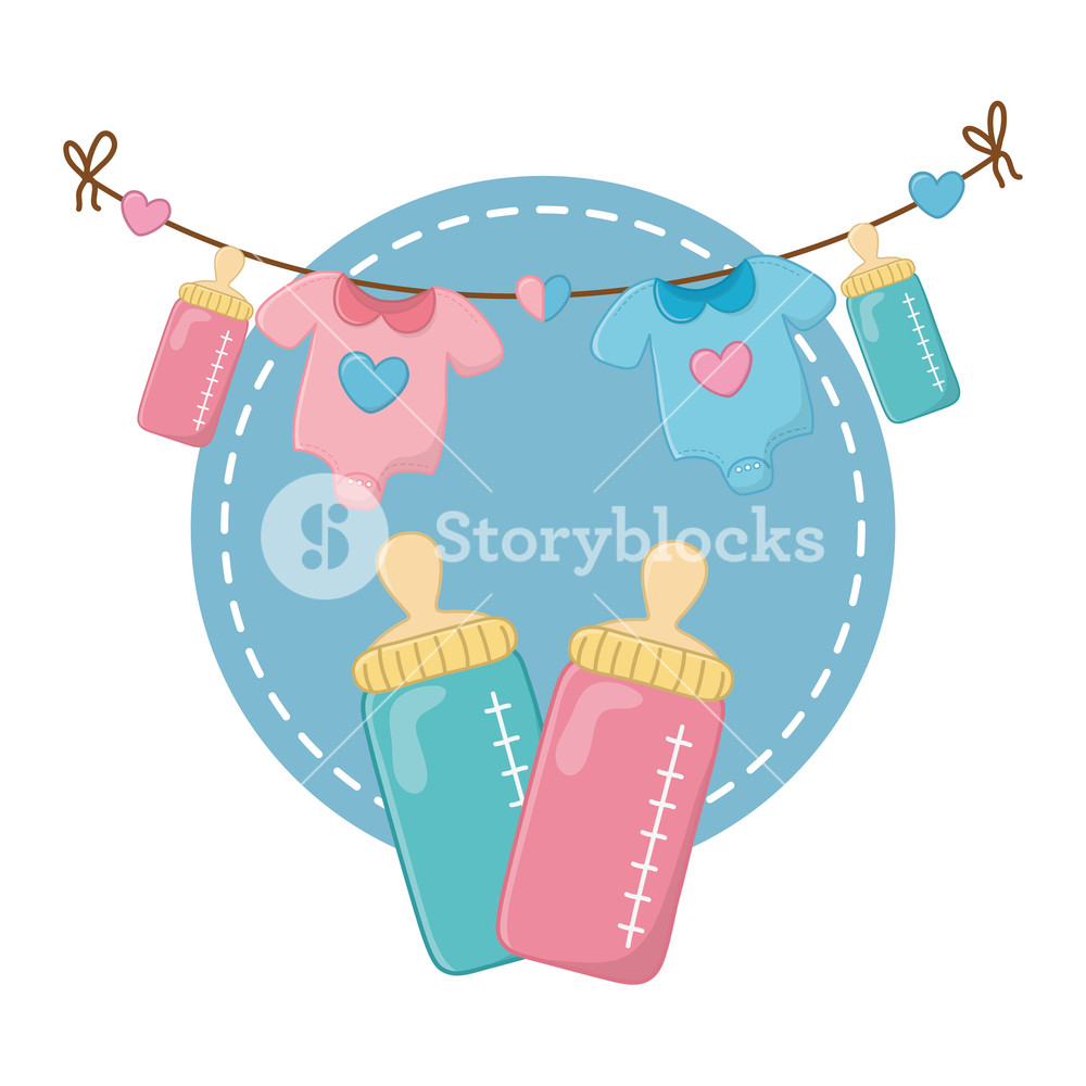 Round Frame With Feeding Bottle And Baby Clothes Hanging 1000x1000 Round Frame With Feeding Bottle And Baby Clothes Hanging