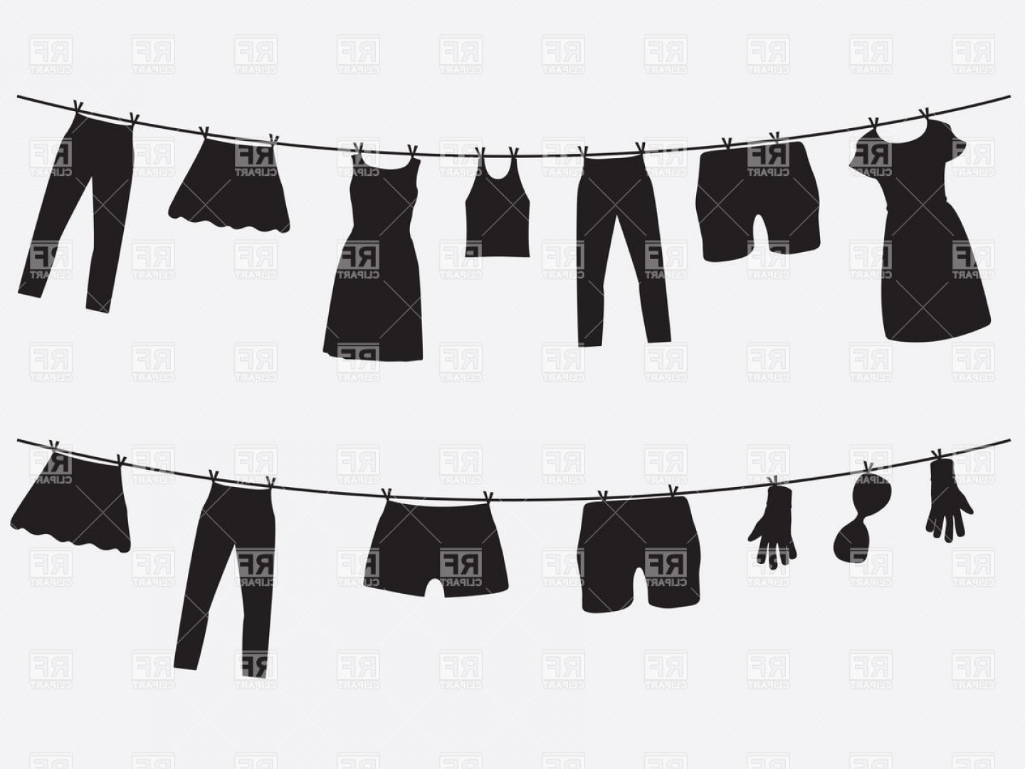 1440x1080 Clean Clothes Hanging On The Washing Rope Vector Clipart Wallkeeper