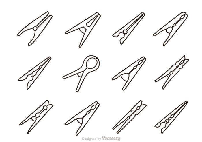 700x490 Clothespins Outline Vector