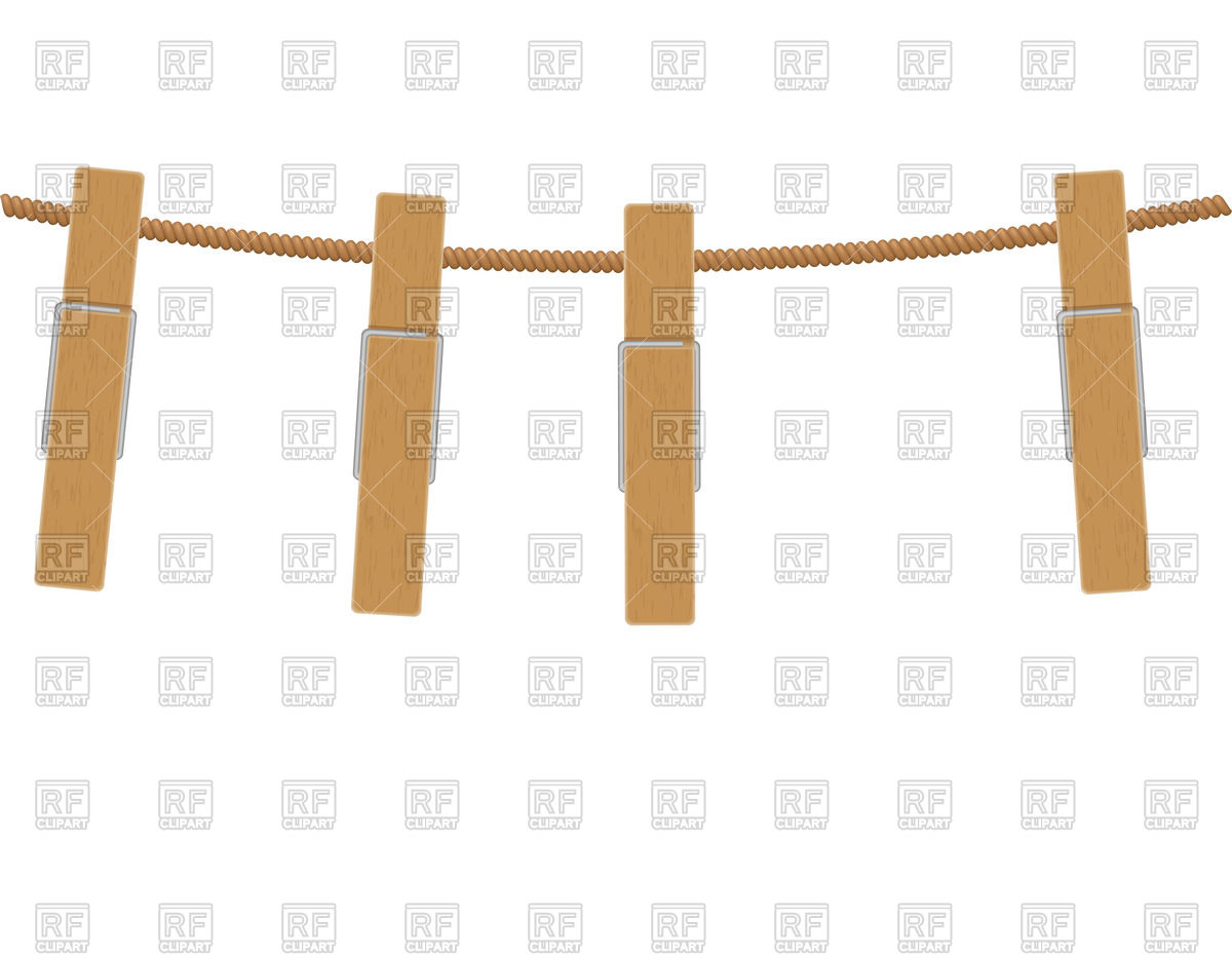 1200x933 Wooden Clothespins On Rope Vector Image Of Objects Konturvid