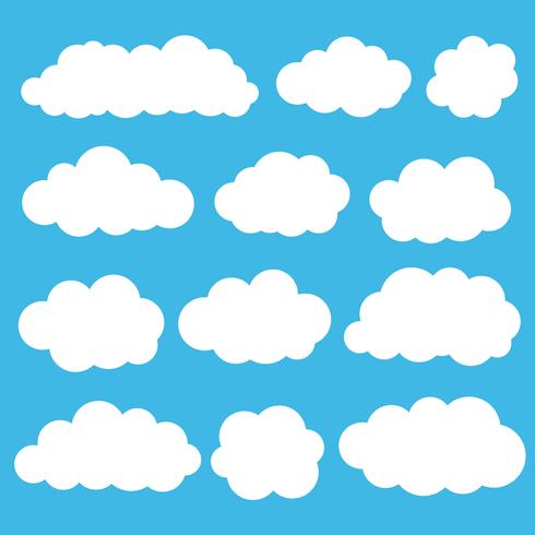 490x490 Cloud Vector Icon Set White Color On Blue Background