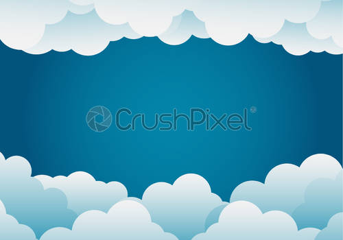 500x350 Paper Art Style Cloud Background Blue,vector Illustration, Stock
