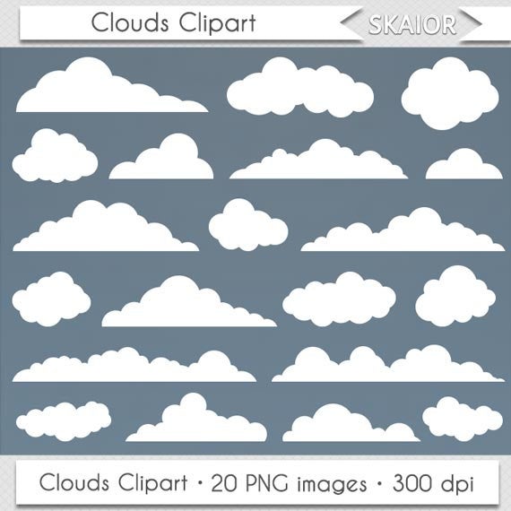 570x570 Clouds Clipart Digital Clouds Clip Art Baby Shower Vector Etsy