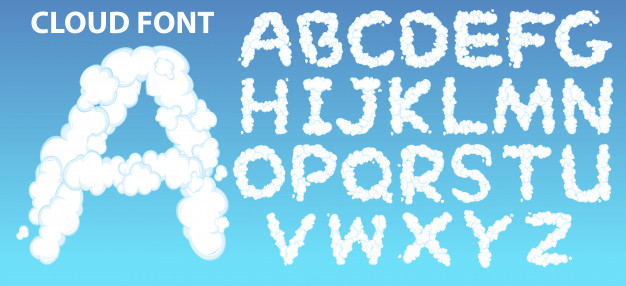 626x286 Cloud English Alphabet Font Vector Free Download