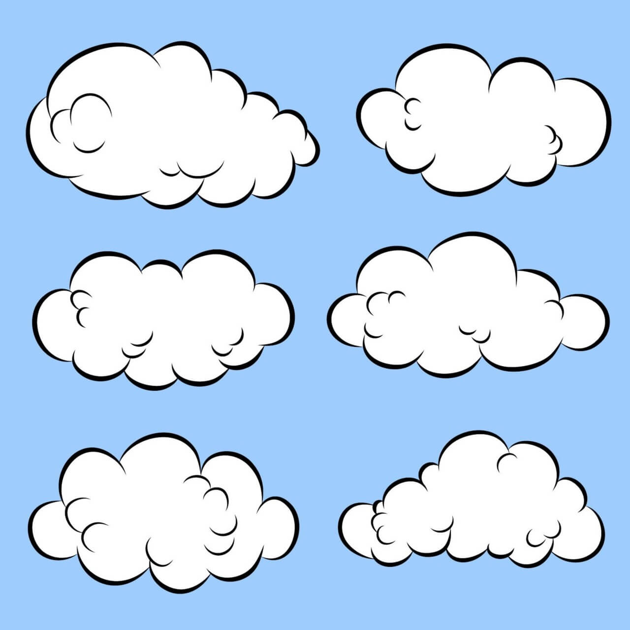 1280x1280 Free Vector Comic Book Clouds