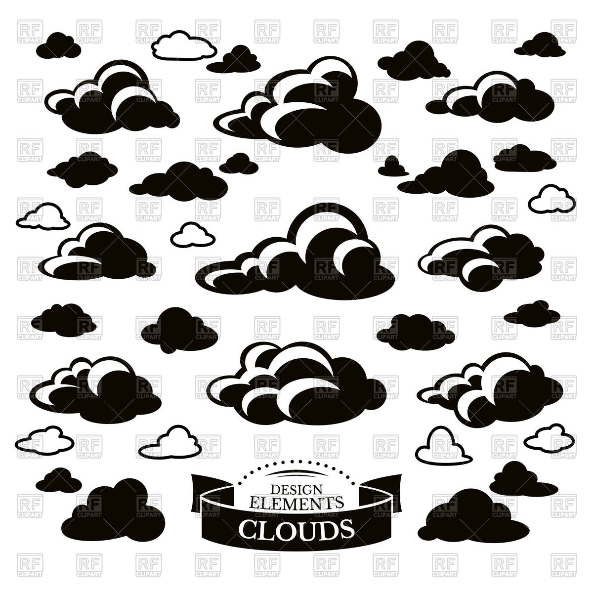 1200x1200 Set Of Cloud Icons Vector Image Of Signs, Symbols, Maps
