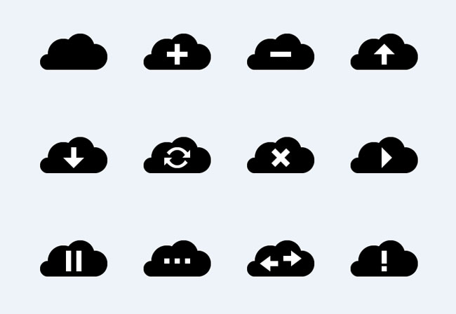 650x448 Simple Vector Cloud Icons
