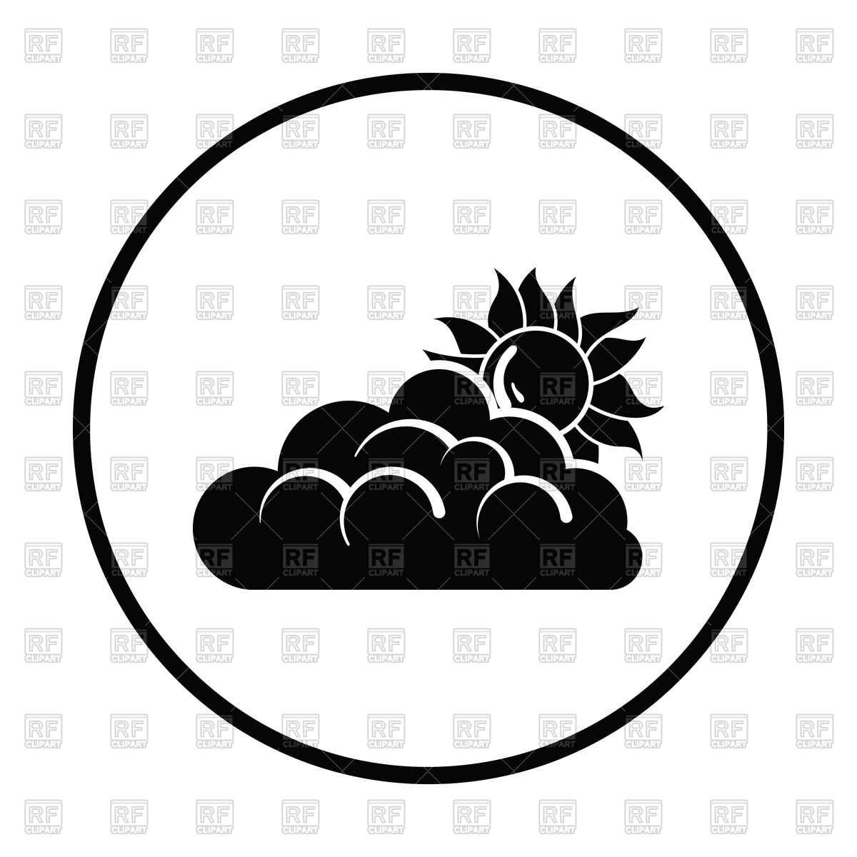 1200x1200 Sun Behind Clouds Icon Vector Image Of Signs, Symbols, Maps