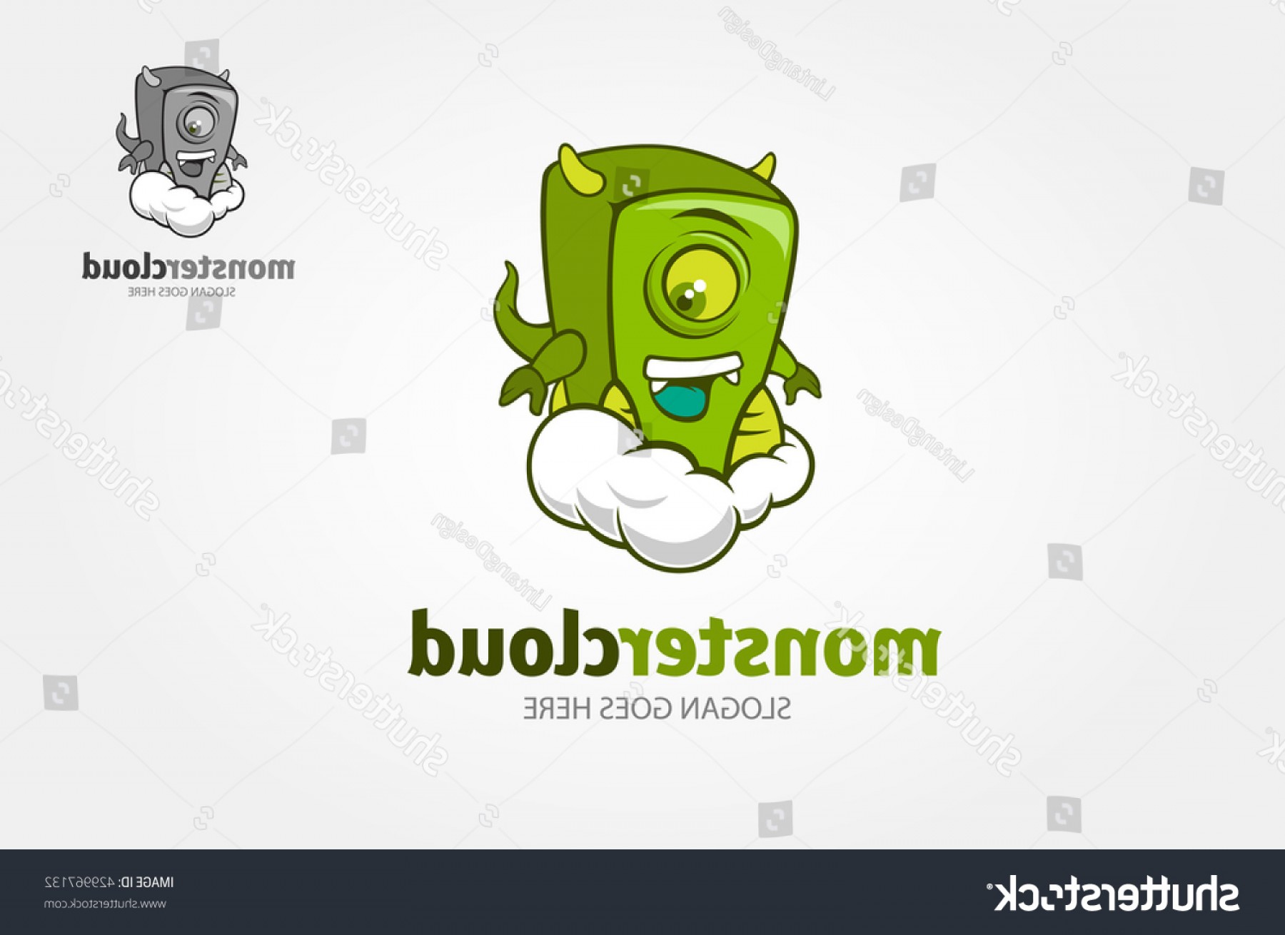 1800x1310 Happy Cartoon Monster Cloud Logo Vector Soidergi