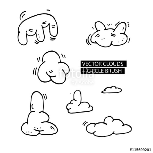 500x500 Circle Cloud Brushes, Icon Ink Clouds Set, Vector Ink Icons Clouds