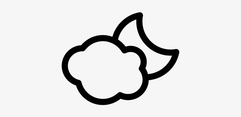 820x399 Cloud And Crescent Moon Outline Vector