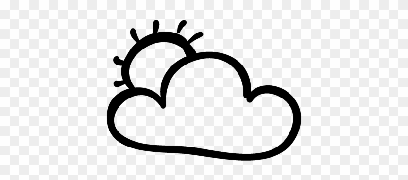 840x371 Cloud And Sun Hand Drawn Outlines Vector