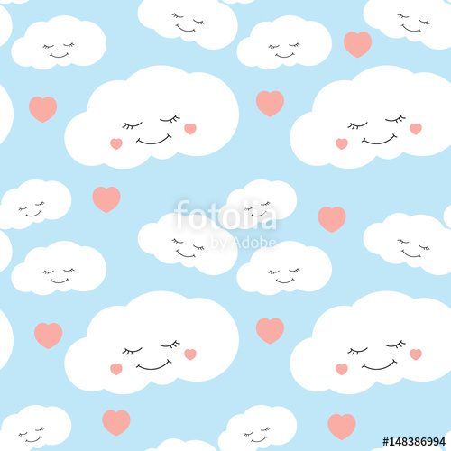 Cute Baby Cloud Pattern Vector Seamless Kids Print With Eyelash 500x500 Cute Baby Cloud Pattern Vector Seamless Kids Print With Eyelash