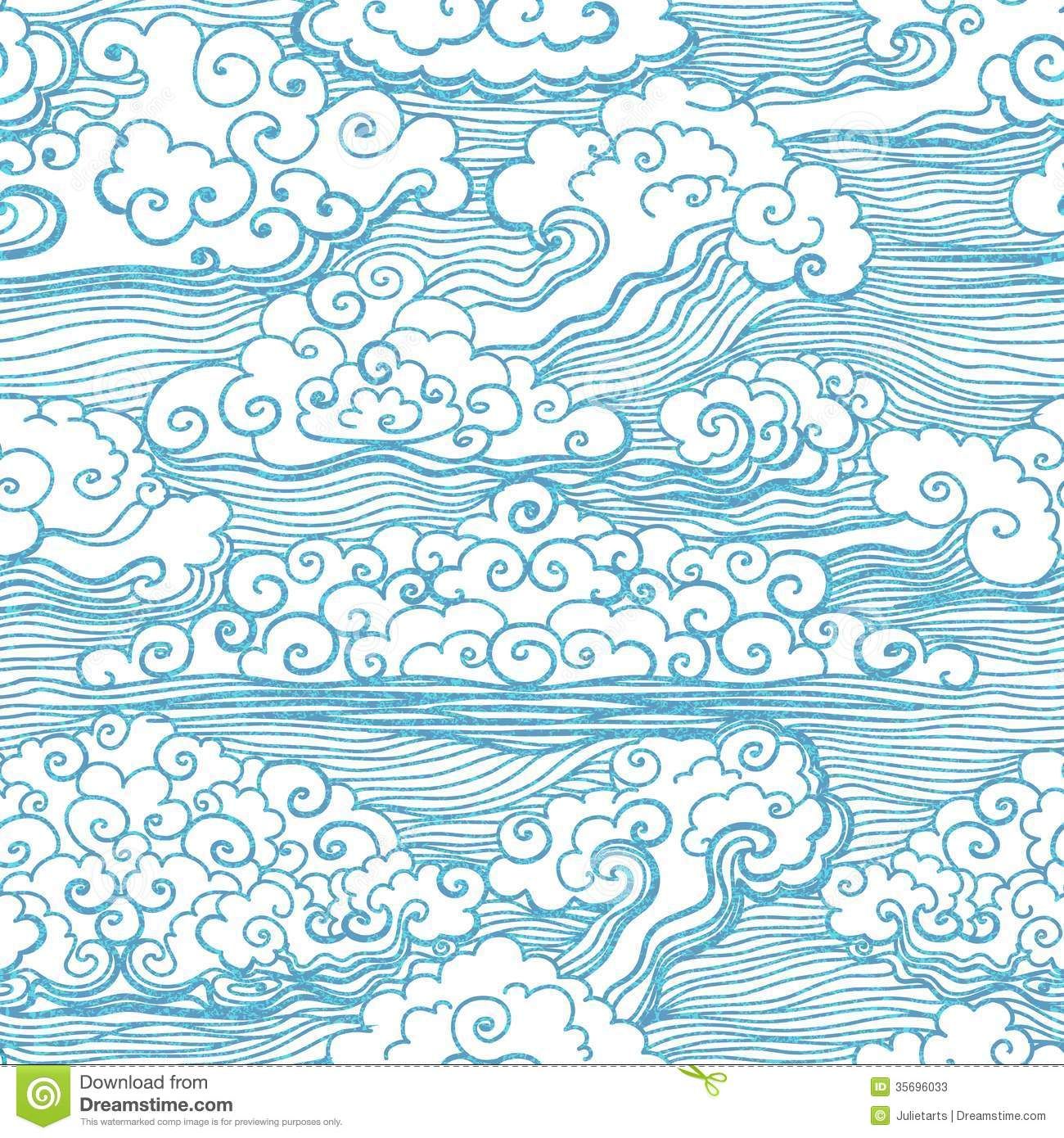 Seamless Pattern With Clouds Vector 1300x1390 Seamless Pattern With Clouds Vector