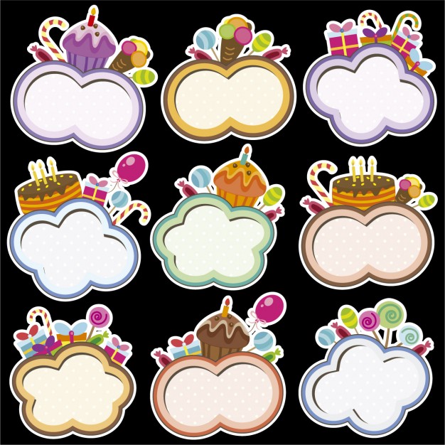 626x626 Birthday Frames With Cloud Shape Vector Free Download