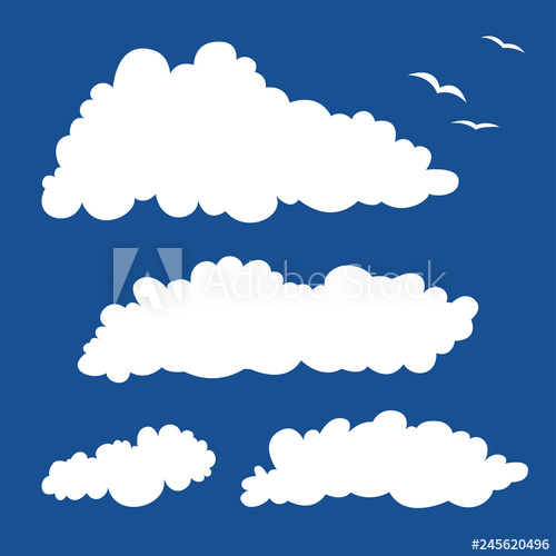 500x500 Set Of Blue Sky, Clouds Cloud Icon, Cloud Shape Vector Design