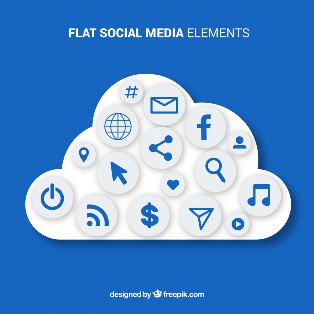 626x626 Social Media Elements In A Cloud Shape Vector Free Download