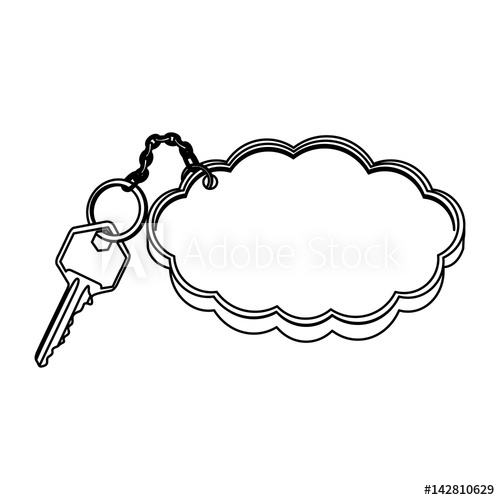 500x500 Silhouette Metal Key With Keyring In Cloud Shape Vector