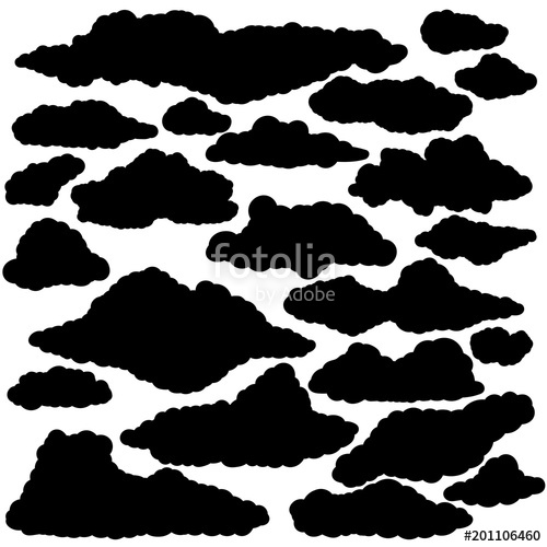 500x500 Set Of Clouds Silhouette, Clouds Isolated On White Background