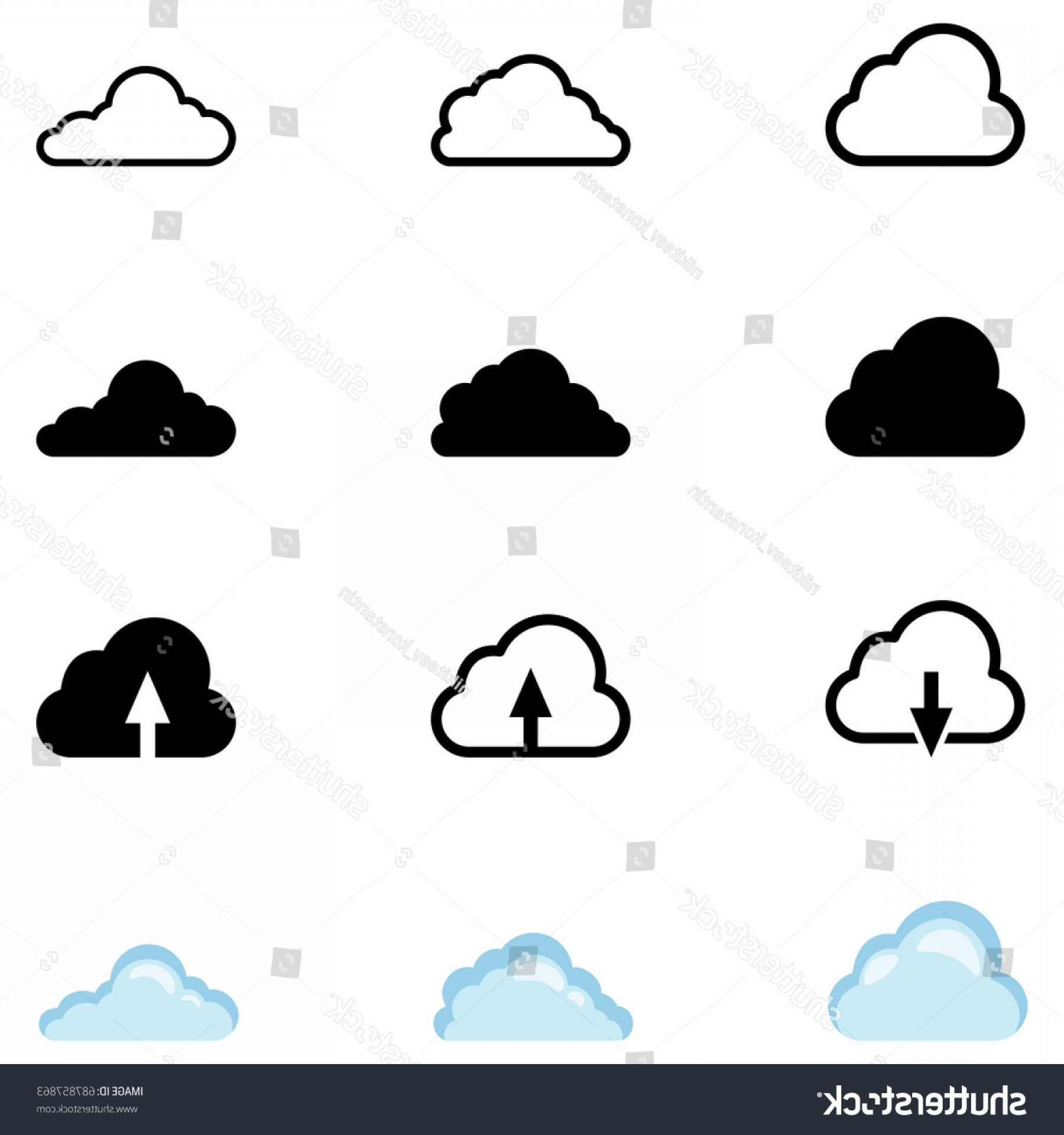 1800x1920 Vector Set Cloud Icons Color Silhouette Geekchicpro